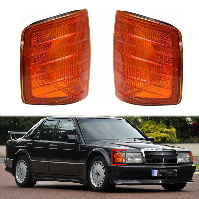2pc for Mercedes-Benz W201 E200 E220 Corner Lamp Turn Signal Lamp Housing Yellow