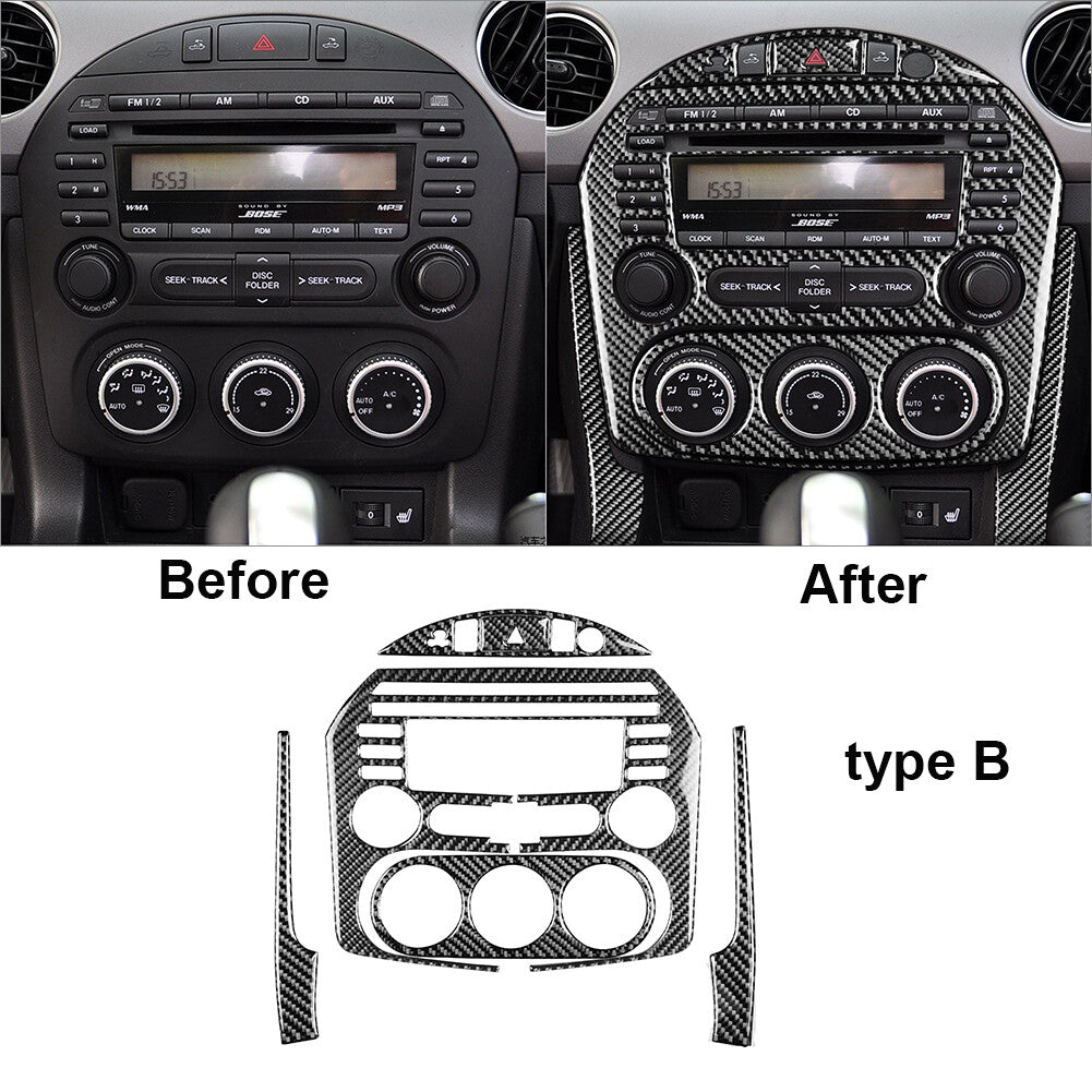 6Pcs Carbon Fiber Interior Central Console Cover Trim for Mazda MX-5 Miata TypeB