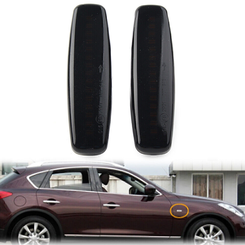 LED Sequential Side Marker Light Fit for Infiniti EX25 M35 Q60 Q70 QX50 Black
