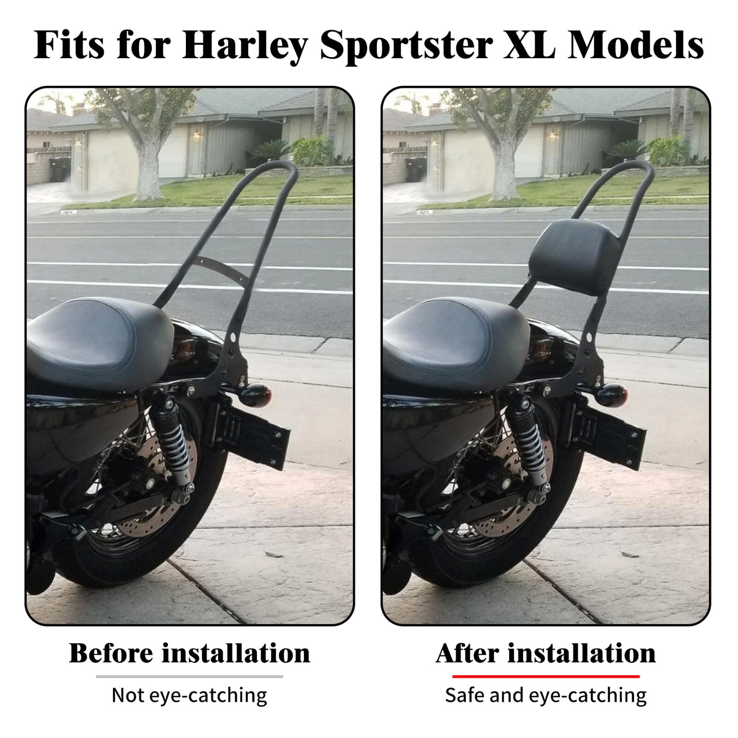 Passenger Sissy Bar Backrest Pad for Harley Sportster XL883 1200 48 72 2004-2022