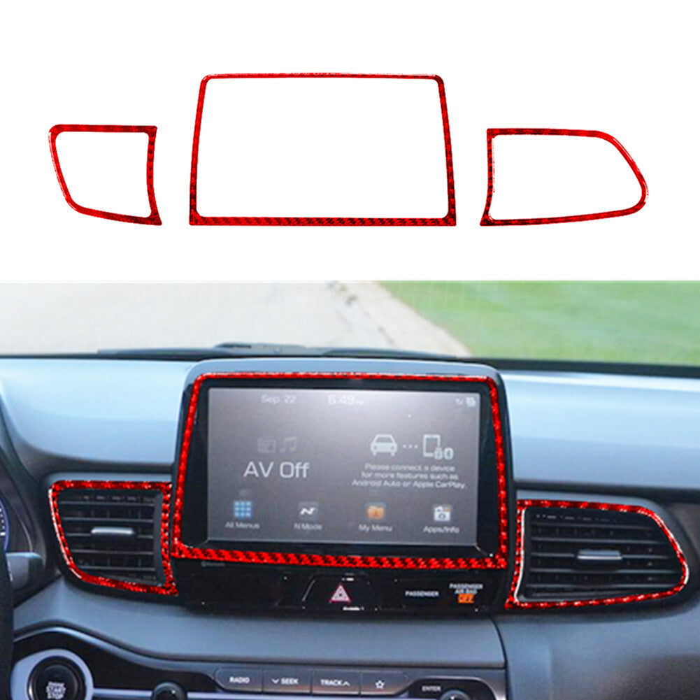 Red Carbon Fiber LCD Air Vent Outer Frame Cover for Hyundai for Veloster JS 2019-22