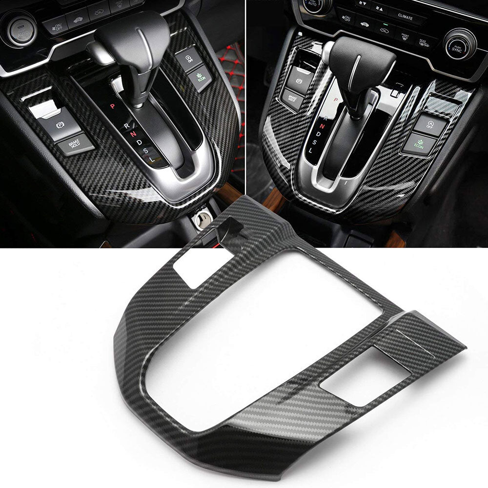 For 17-22 for Honda CRV Carbon Fiber Black Car Gear Shift Box Panel Cover Trim