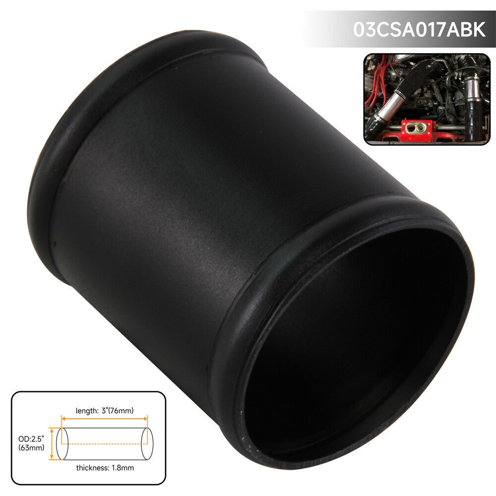 Aluminum Hose Adapter Tube Joiner Pipe Coupler Connector 63mm 2.5 Inch Black