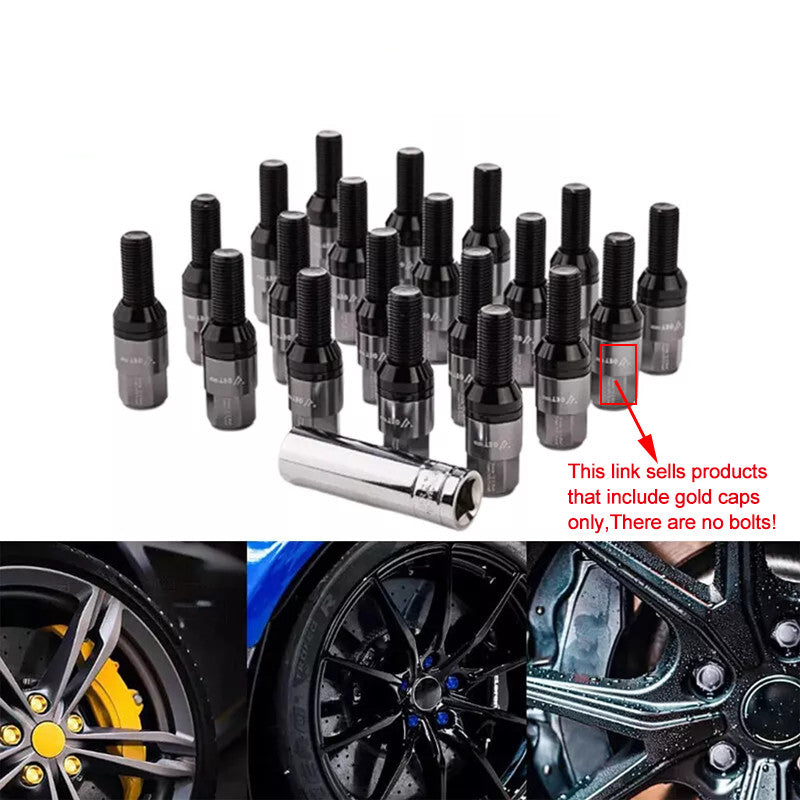 20-piece titanium alloy wheel lug bolt set, replacement caps 28mm, suitable for most aftermarket applications.