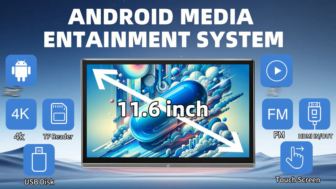 Android 11 Car Headrest Monitor Touch Screen Stereo Radio Video Player WIFI BT