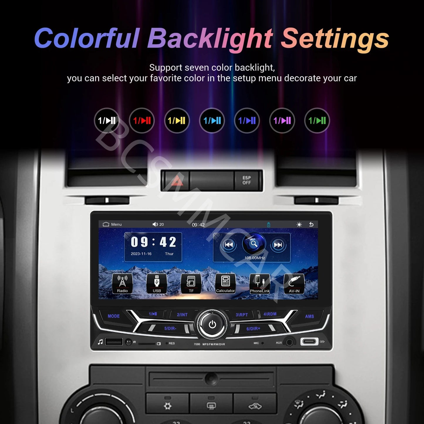 Double Din 6.86in Car Stereo Radio For Apple CarPlay Android Auto BT FM Camera