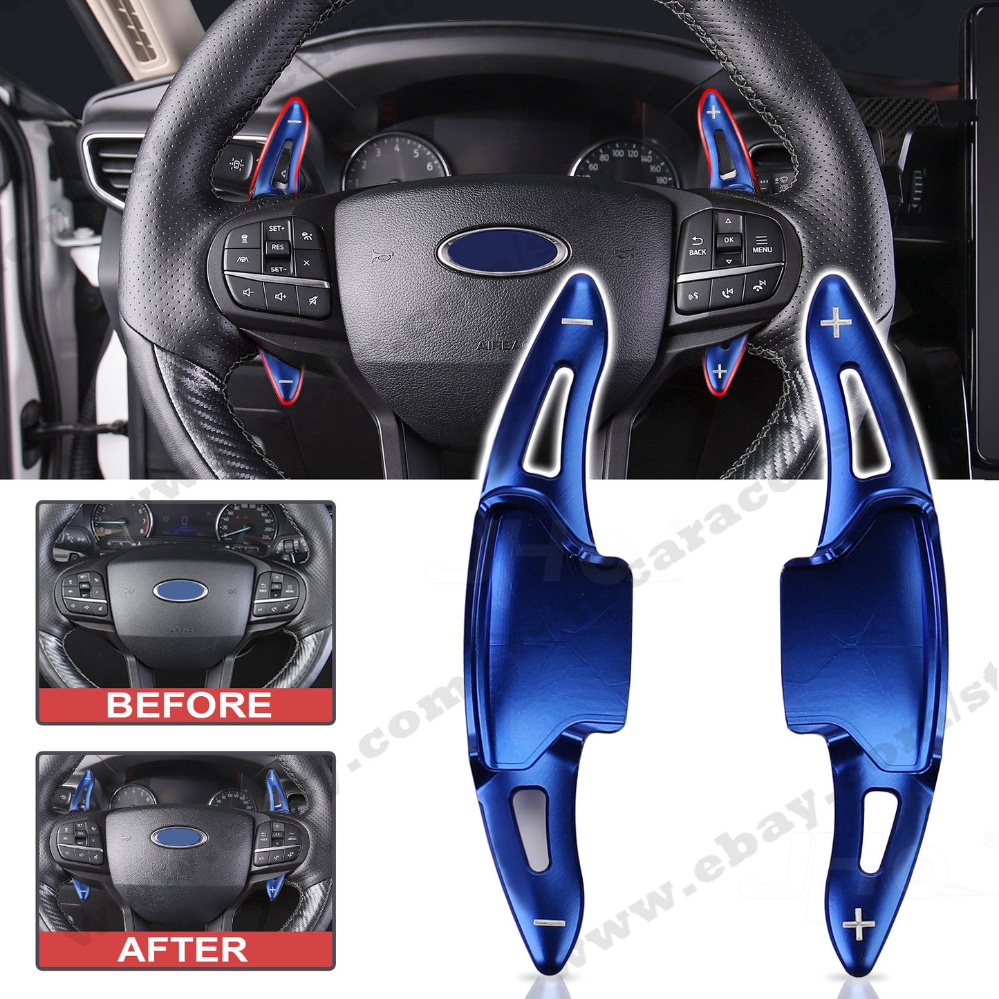 Blue Steering Wheel Shift Shifter Extension Paddle for Ford Explorer 2020 2021