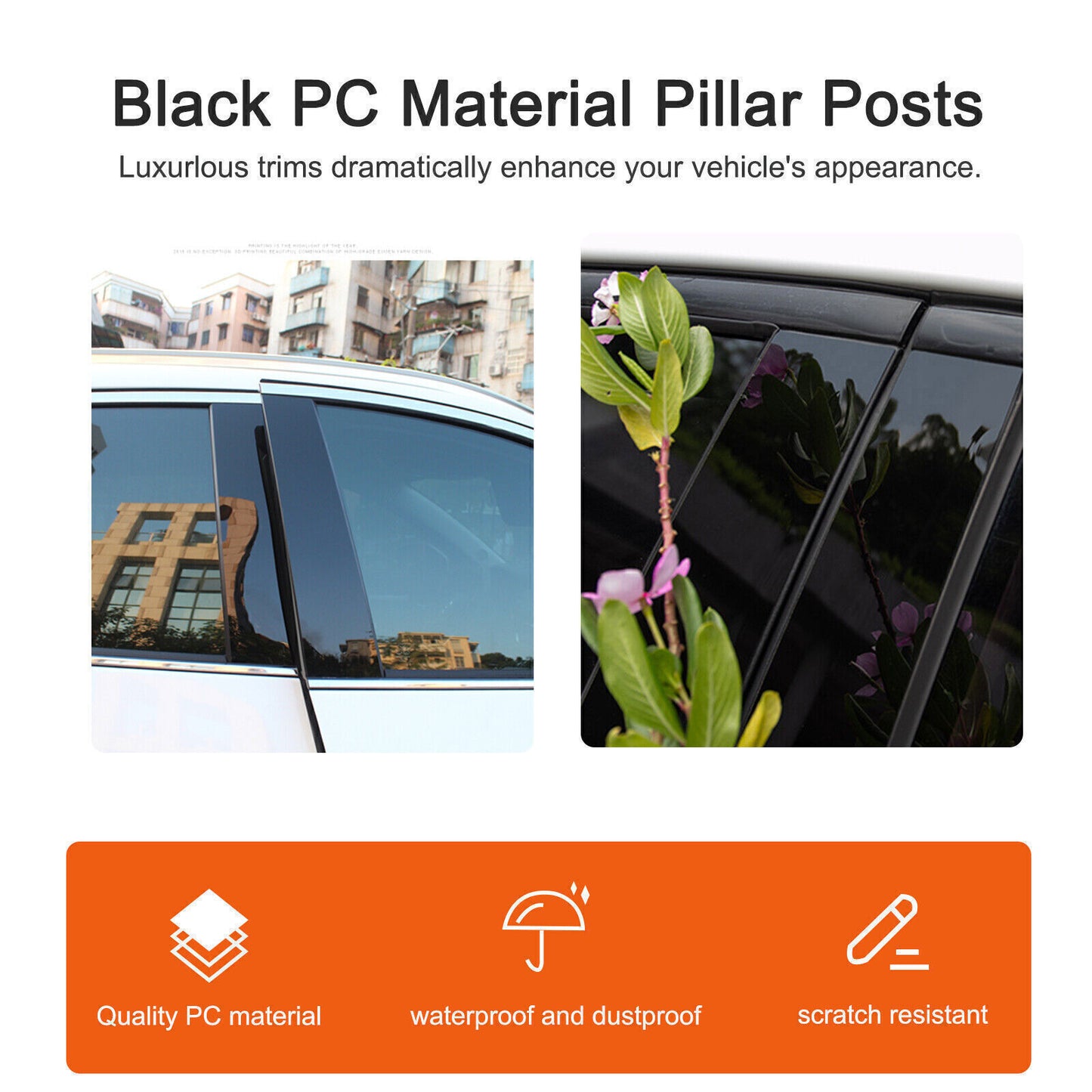for Porsche for Panamera 09-2014 Piano Black Pillar Posts Door Window Molding Strip