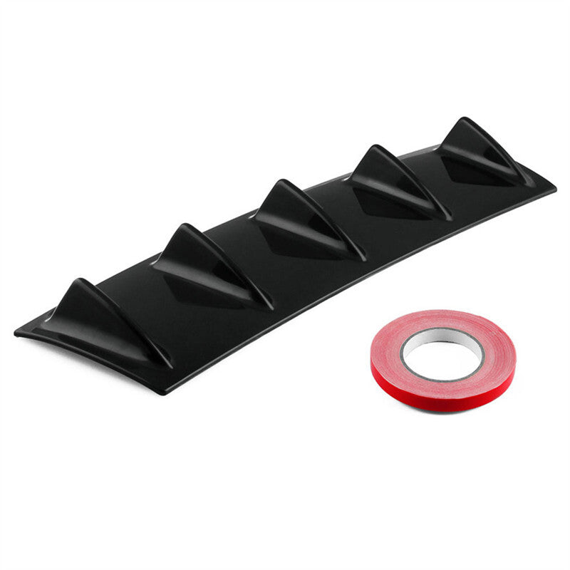 ABS Plastic Black Rear Bumper Lip Chassis Diffuser Spoiler 5 Fin Shark Fin Style