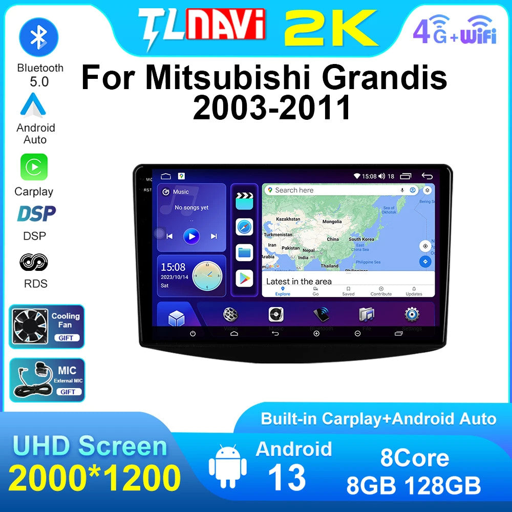 for Mitsubishi Grandis 2012-2018 Car Radio Android Auto Screen GPS Stereo Player