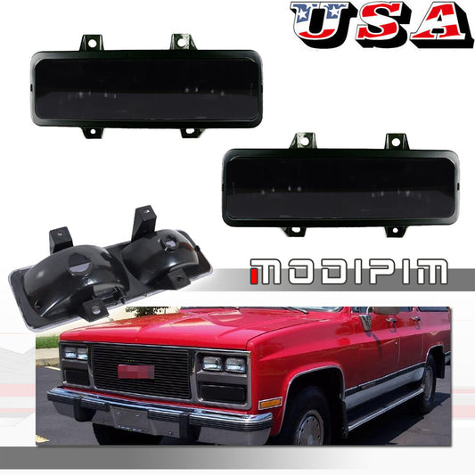Smoke cover for front turn signal park lights on for Chevrolet for GMC Van Jimmy pickup trucks