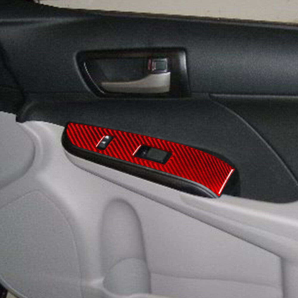 2x Red Carbon Fiber Car Front Window Lock Lift Panel Frame Trim for Toyota for Camry
