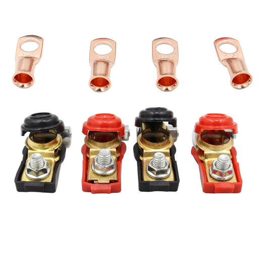 4-Piece Pack of Battery Clamp Terminal Connectors for Cars, RVs, Trucks, and Boats - Pure Copper Pins