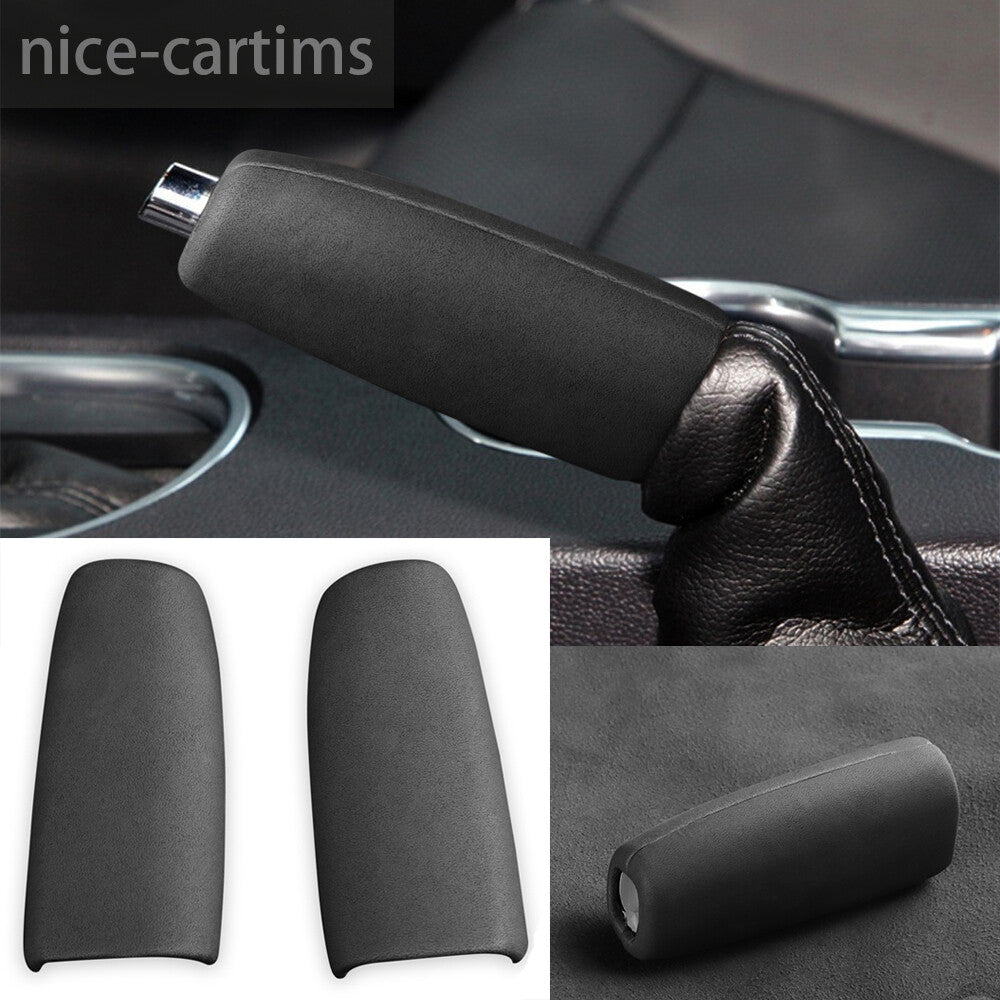 PU Leather Dark Gray Car Handbrake Grips Trim for Ford for Mustang 2015+ Accessories