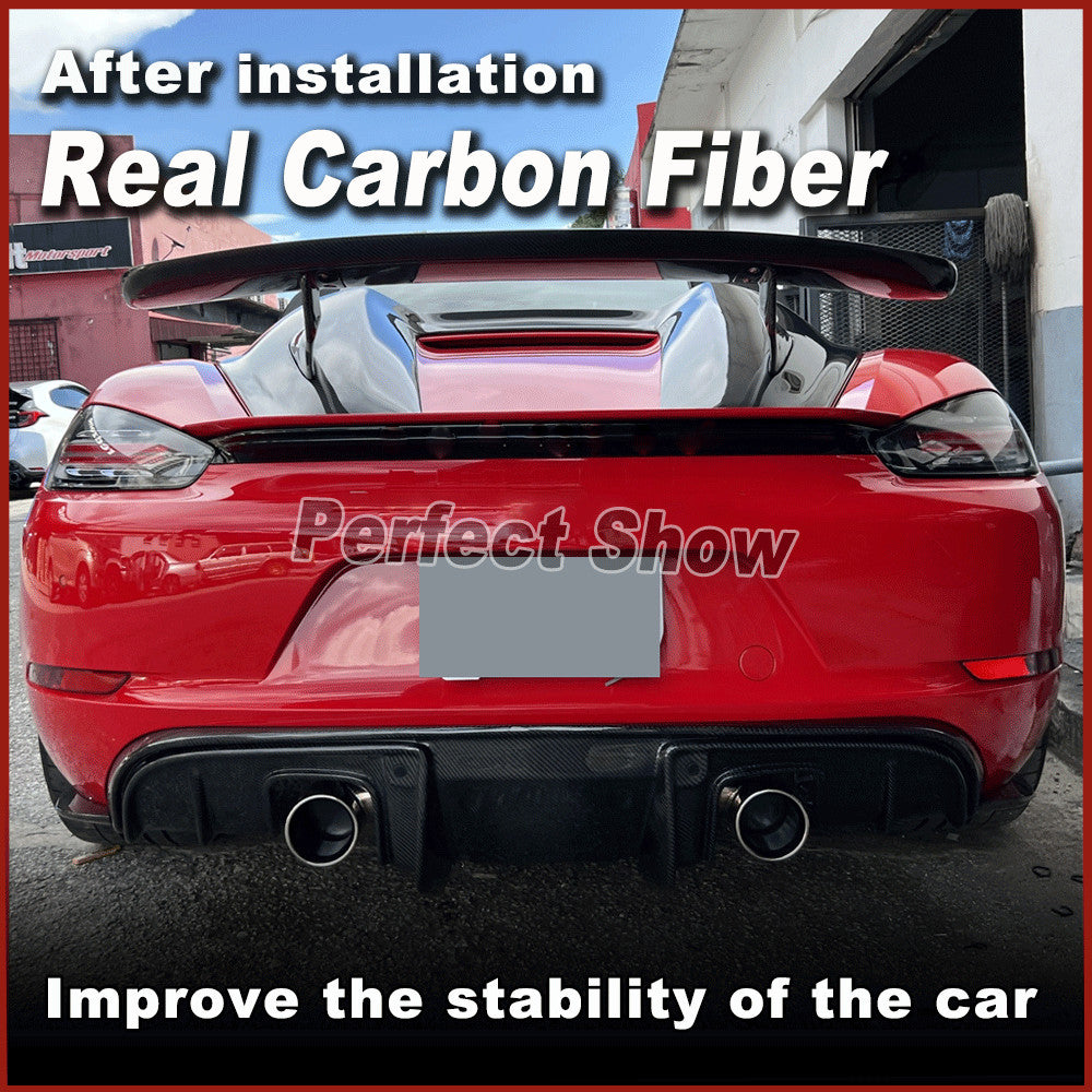 Matt REAL Carbon Rear Trunk Spoiler Wing Fit for Porsche 718 2016-2021