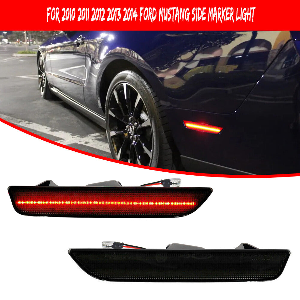 DARK SMOKE Red SMD LED Rear Side Marker Light Set 10-14 for Ford for Mustang S197