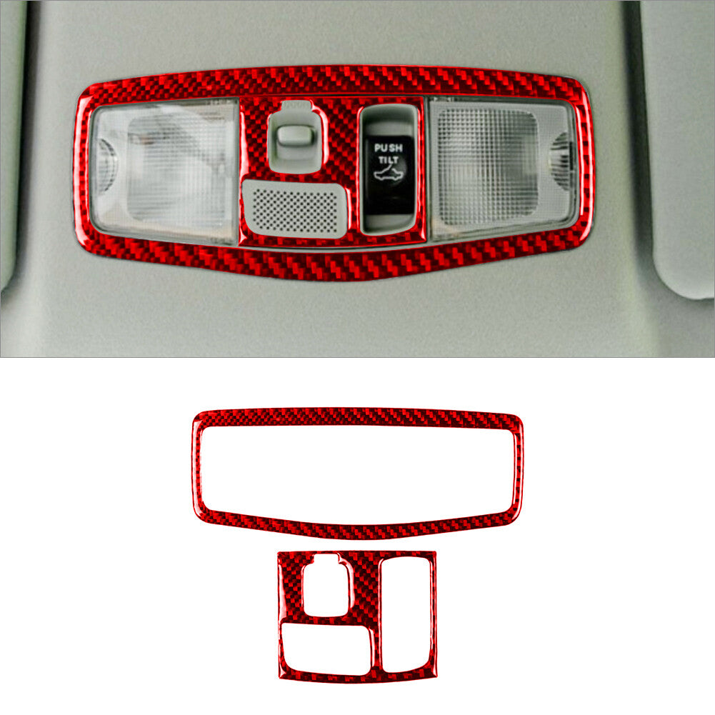 Red Carbon Fiber Overhead Light Cover Trim Fit for Mitsubishi Lancer 2008-15