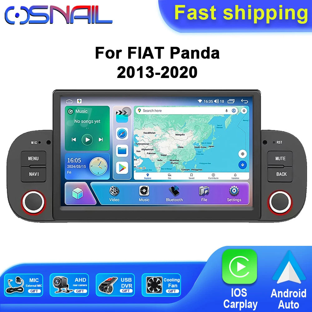 Android Auto CarPlay Car Radio for Fiat Panda 2013-2020 Stereo GPS Player Screen
