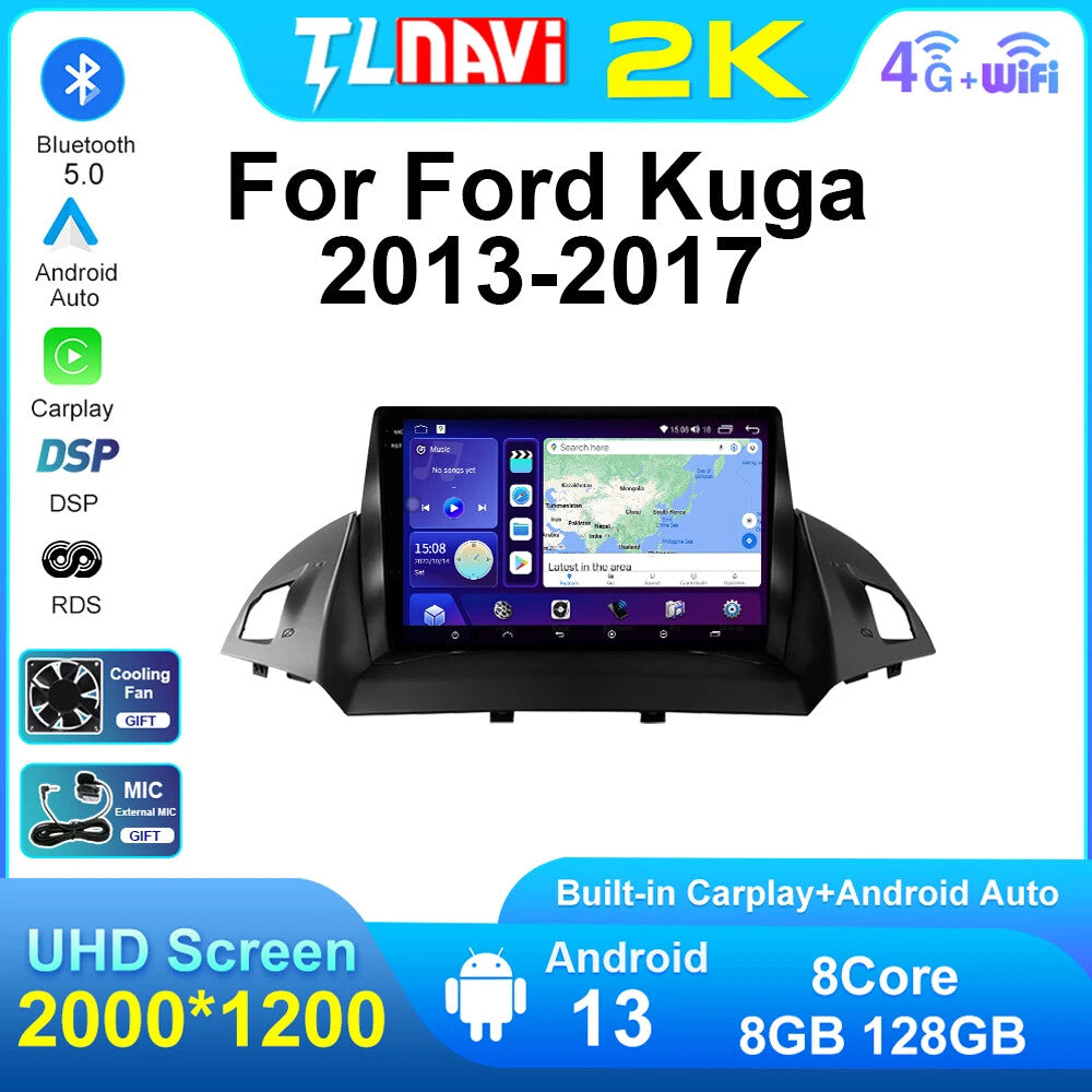 for Ford Kuga 2013-2017 Stereo Android CarPlay Car Radio GPS Video Player Screen