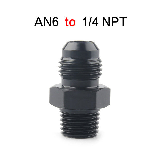 1-Piece Straight Adapter 6 AN to 1/4 NPT Accessories Black Aluminum Alloy