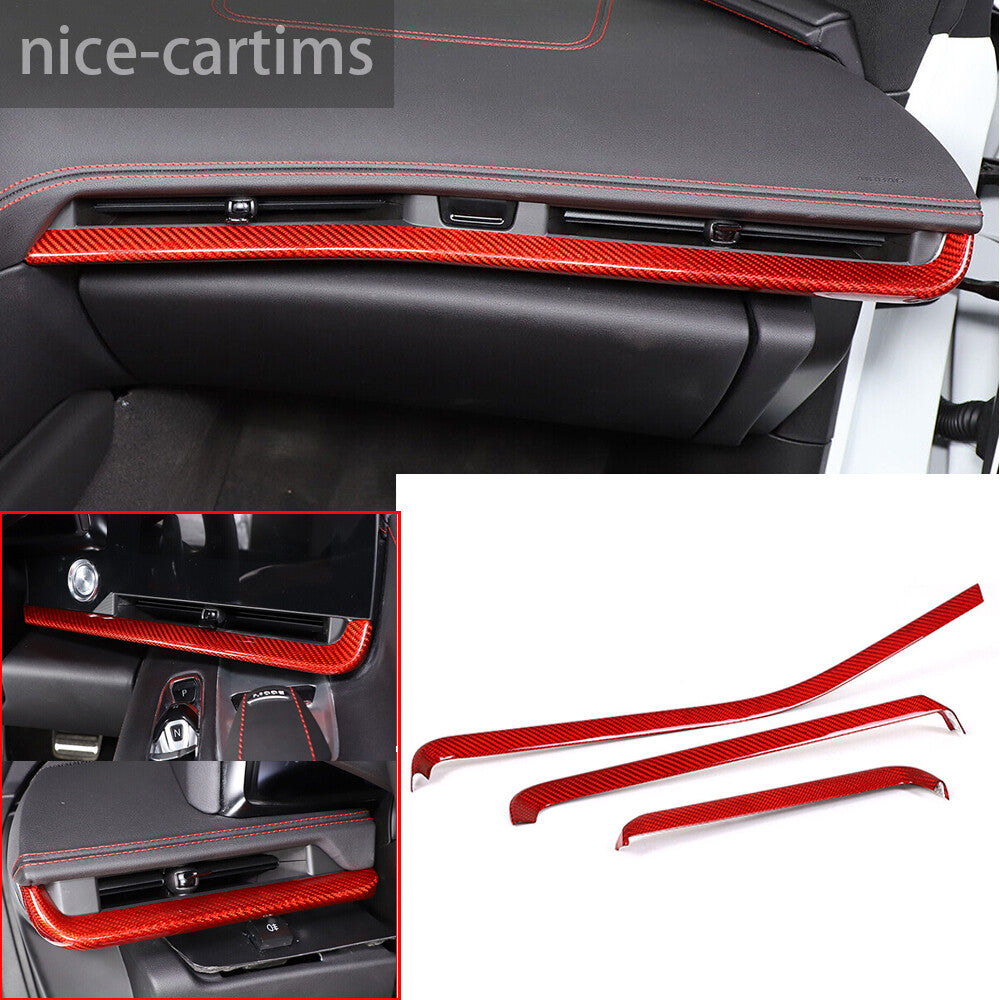 for Chevrolet for Corvette C8 2020-23 Red Carbon Fiber Center Console Dashboard Trim