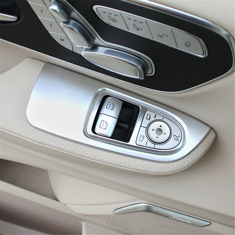 Silver Window Lift Switch Button Panel Cover for Mercedes-Benz V Class 2015-2021