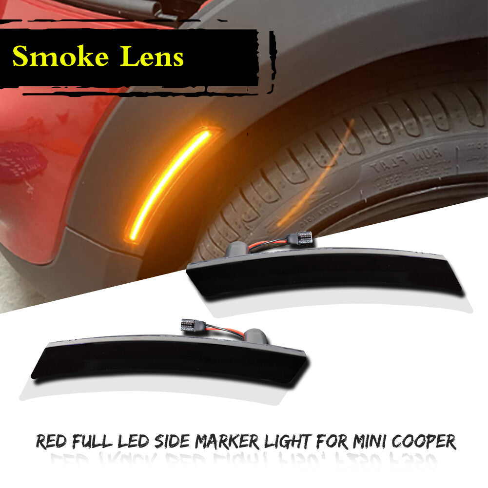 Two smoked amber LED side marker lights for Mini Cooper R50 R52 R53 02-08
