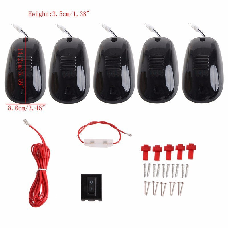 Pickup Suv Smoked Black 9 LED Cab Roof Top Marker Running Clearance Signal Light