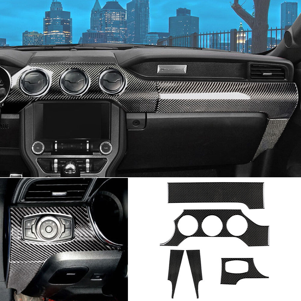 26¡Á Carbon Fiber Dashboard Center Console Gear Panel Trim for Ford for Mustang 2015+