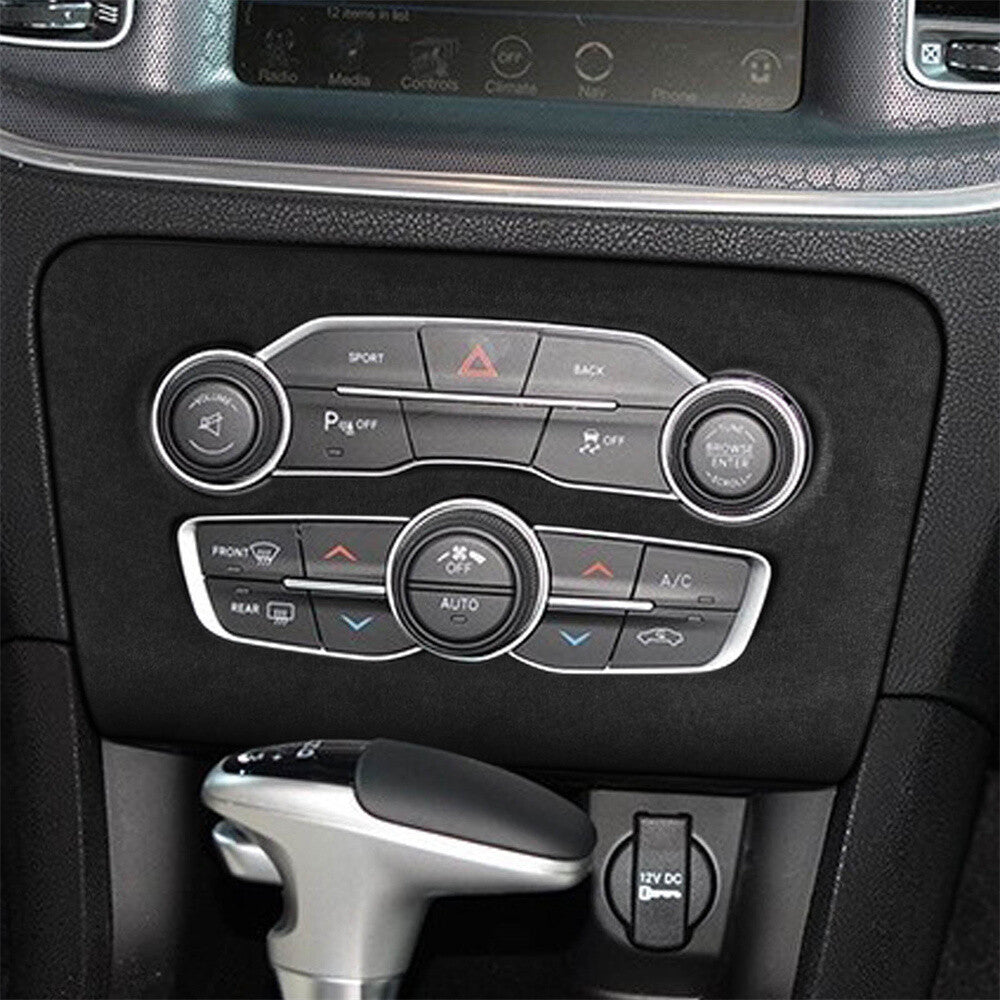 Suede Black Gray Central Control Air Condition AC Trim for Dodge Charger 2015-23
