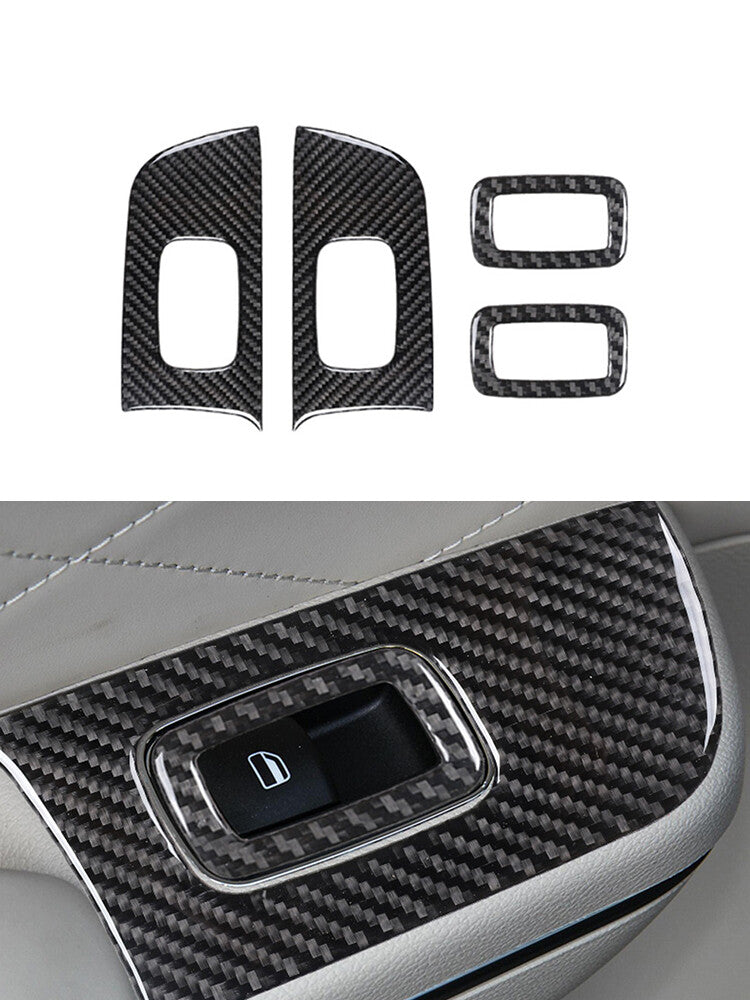 Rear Window Lift Button Trim Panel Cover Carbon Fiber for Chrysler 300 2015-2017