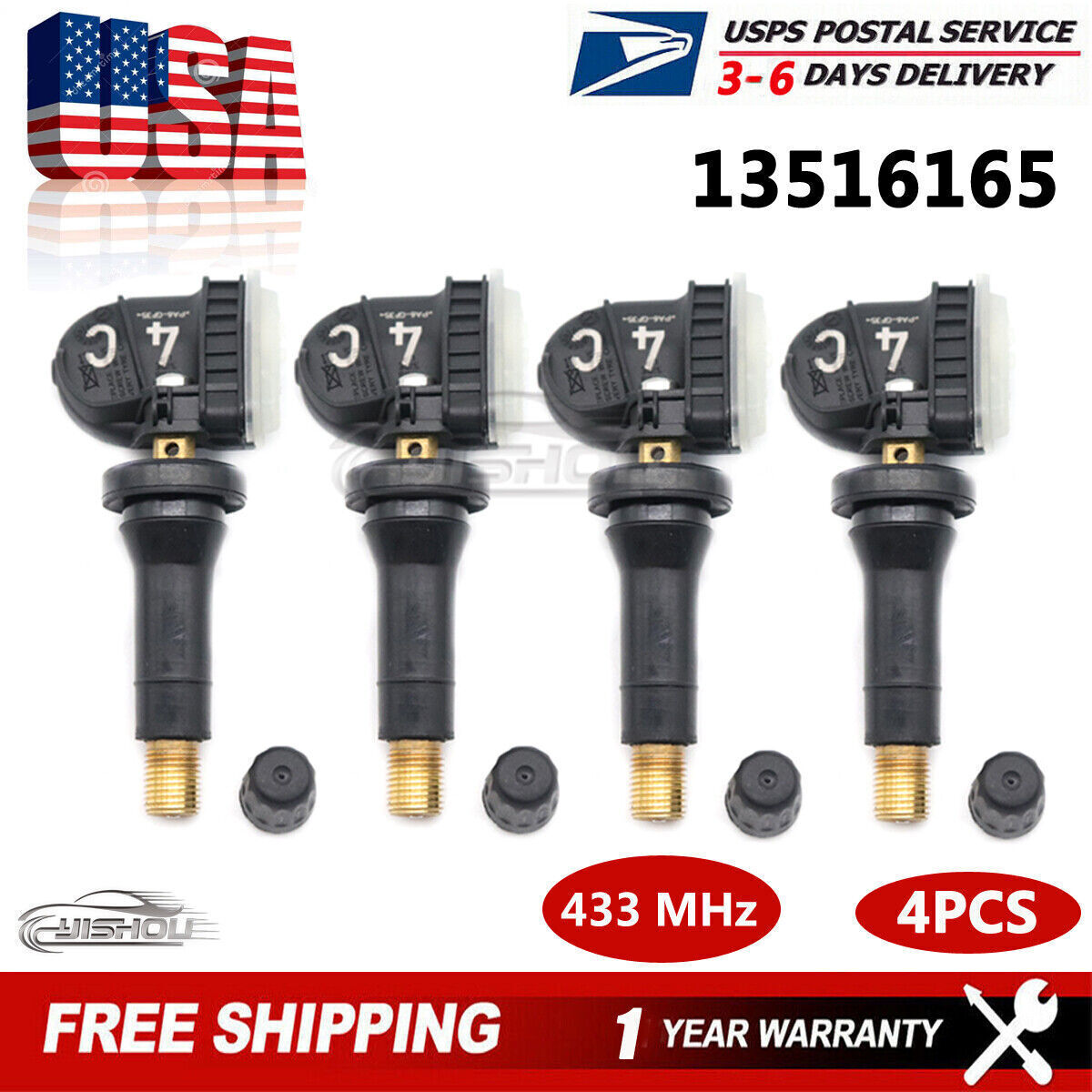 (4) 13516165 TPMS for General Motors for Chevrolet Gimci¨¦t¨¦ Gimbal for Cadillac Baker Tire Pressure Sensor
