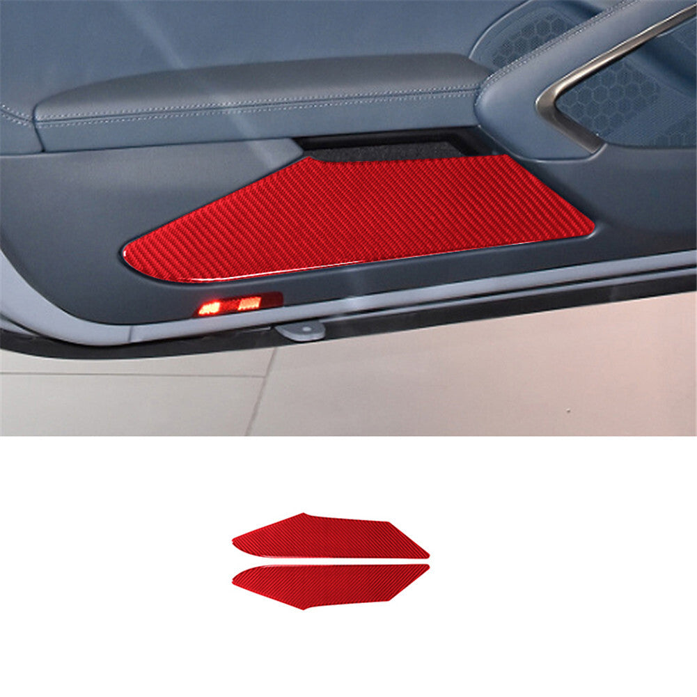 2X Red Carbon Fiber Door Storage Box Panel Trim Cover for Porsche 718 2016-2022