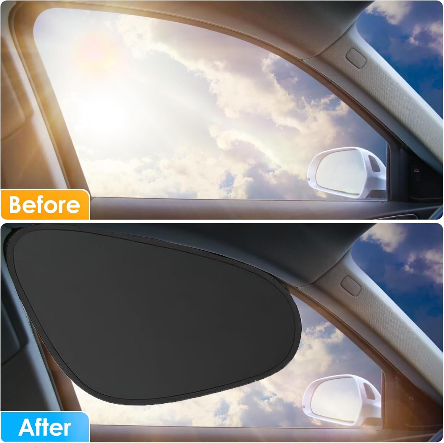 2Pcs Car Side Window Sun Shade Static Cling UV Blocker Visors Extender for Ford