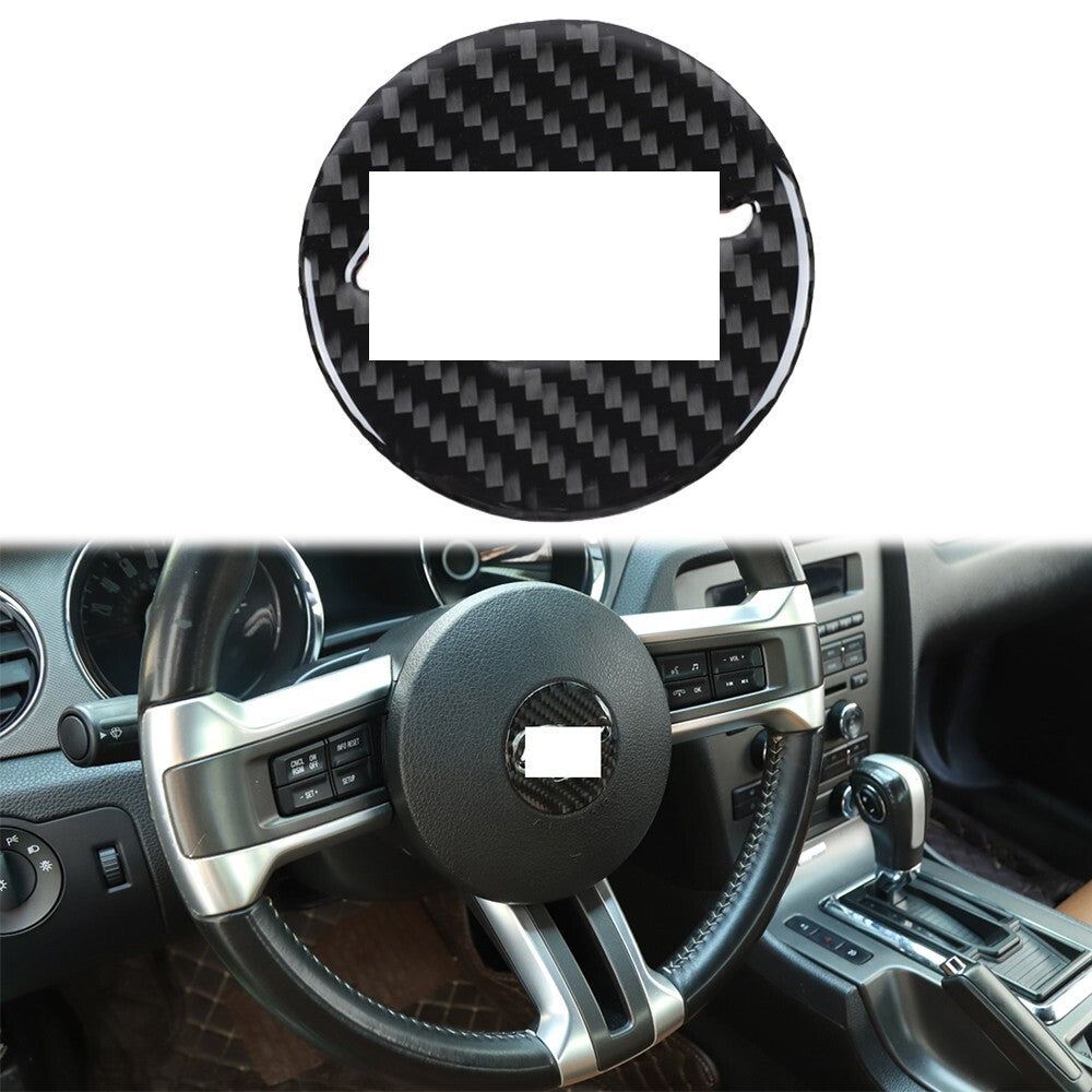 Real Carbon Steering Wheel Center Decor Sticker Trim for Ford for Mustang 09-13