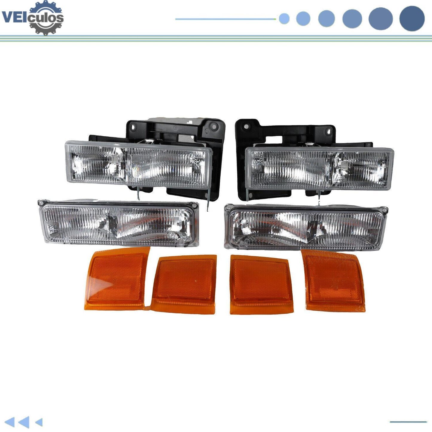Front Headlight Headlamp Replacement For 1994-1999 for Chevy C/K GM2503101 GM2502101
