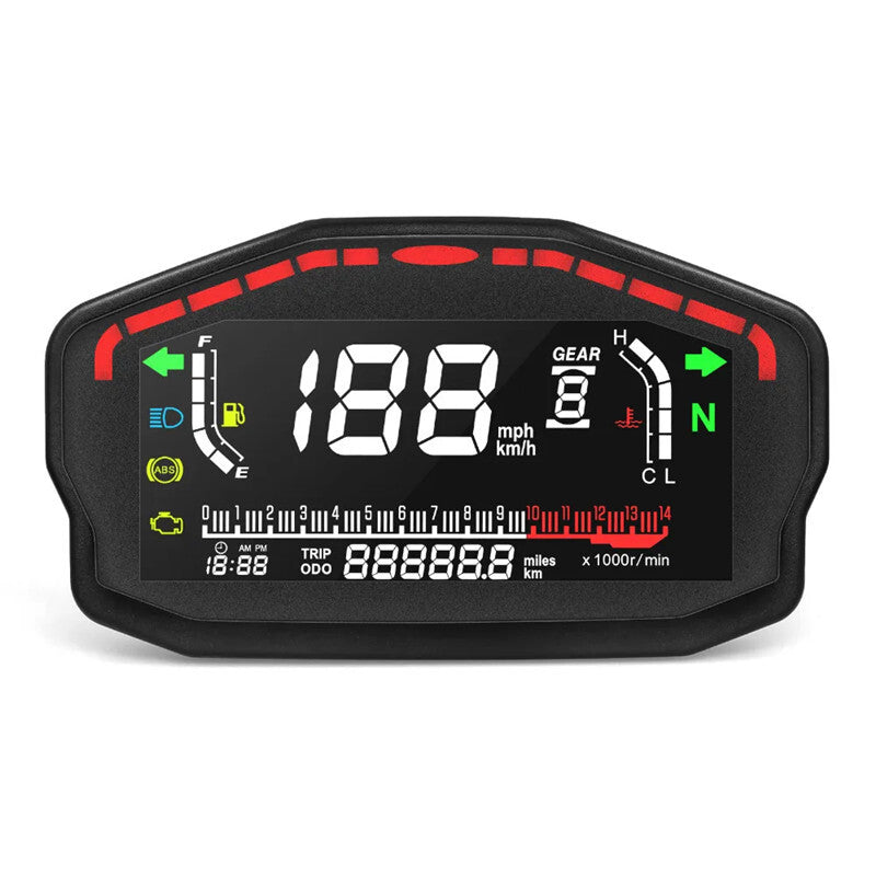 Motorcycle LED LCD Speedometer Water Temperature Fuel Gauge Digital Odometer kit