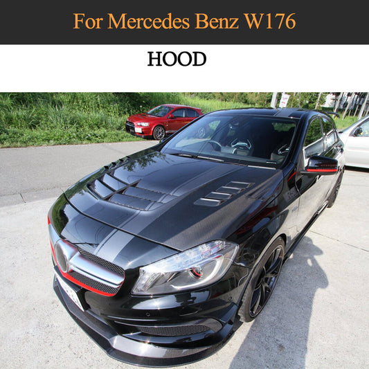 Front Bumper Hood Cover Trim for Benz W176 A200 A250 A45 2013-2018 Carbon Fiber