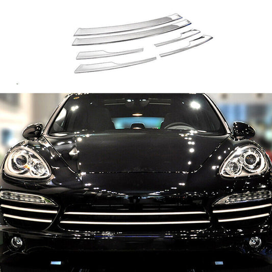 for Porsche for Cayenne 2011-2014Silver Garnish Front Grille Grill Strips Cover Trim