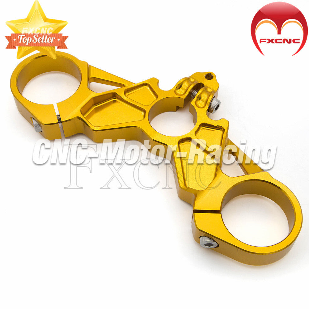 CNC aluminum alloy motorcycle three-tree top clip, gold finish, suitable for Ducati 749, 848, 999