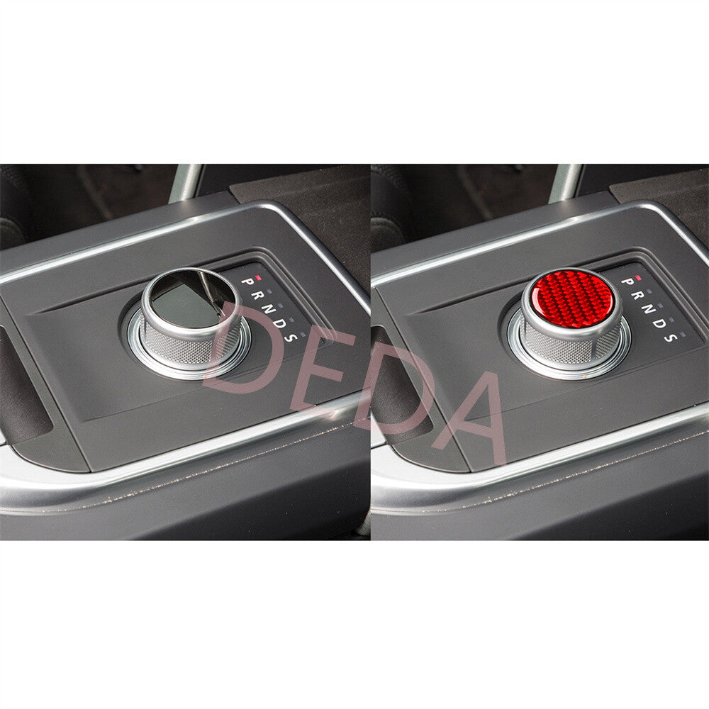 Red Carbon Fiber Car Gear Shift Knob Trim for Land Rover Discovery Sport 2015-19