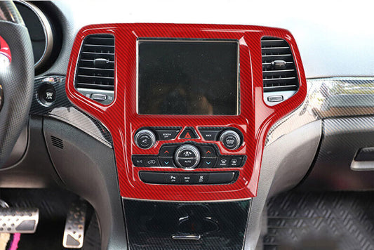 for Jeep Grand Cherokee 2014-2020 Red Carbon Fiber Central Navigation Cover Trim