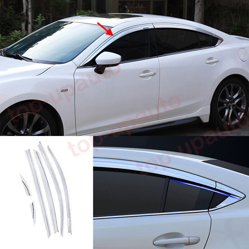 for Mazda 6 2014-2021 silver Window Wind Visors Sun Rain Guard Vent Deflectors