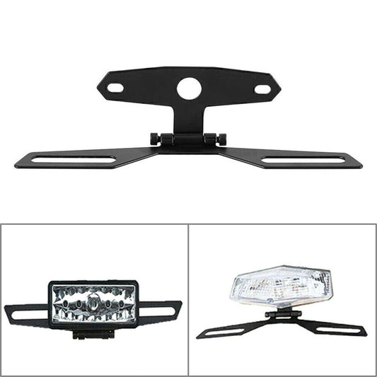 Folding Motorcycle License Plate Bracket Tag Taillight Holder ATV Dirt Bike dual
