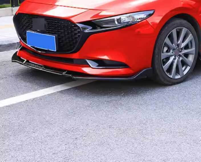 for Mazda 3 Axela 2019-23 Bright Black ABS Front Bumper Lip Spoiler Bodykit Trim