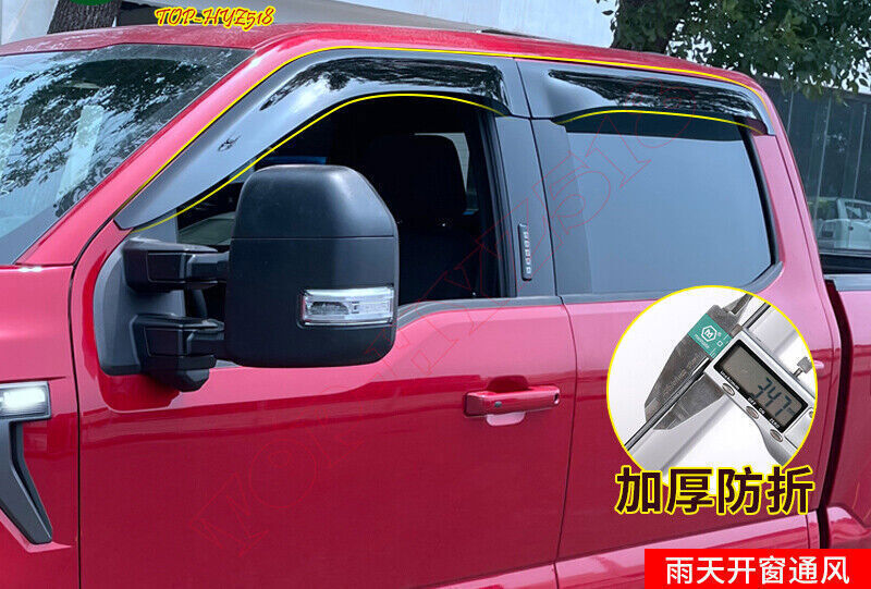 for Ford F-150 2021-2024 Smokey Window Visors Rain Sun Guard Vent Shields Covers