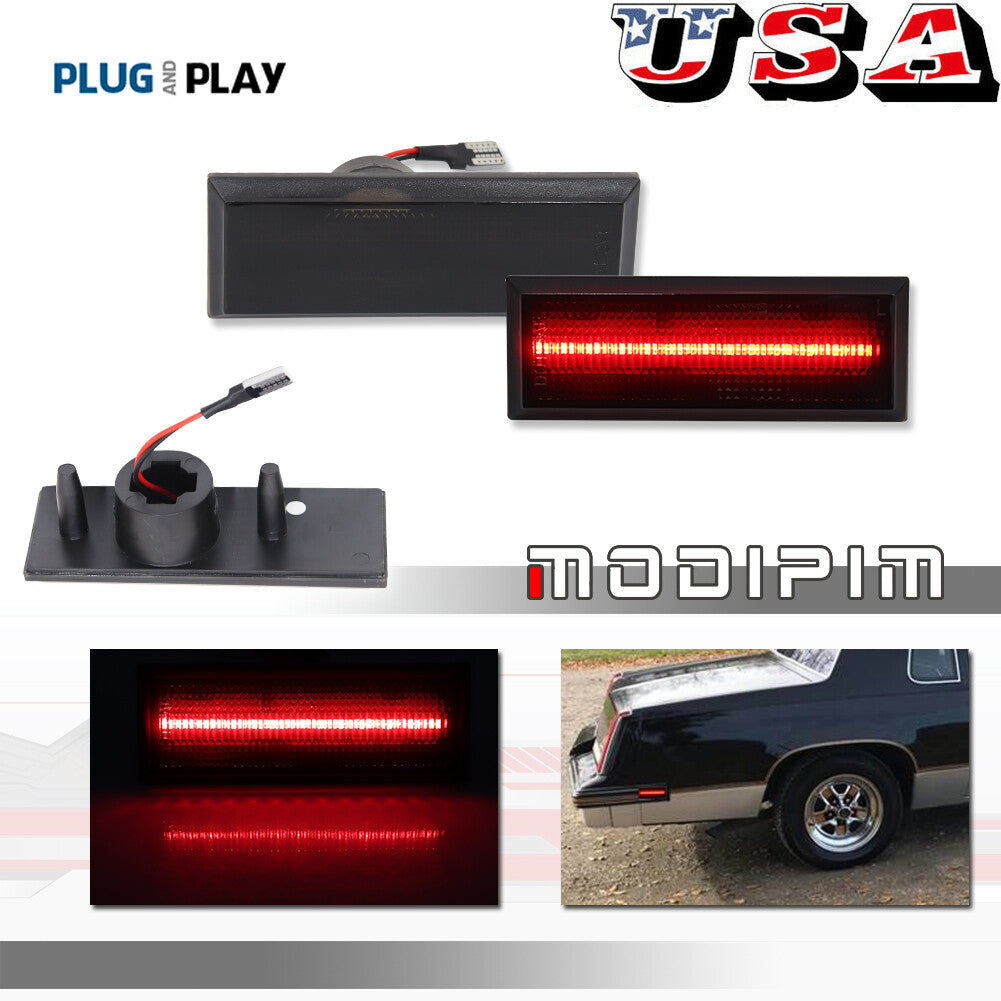 Red LED Rear Quarter Marker Light Kit for 81-88 Cutlass Smoked Lenses