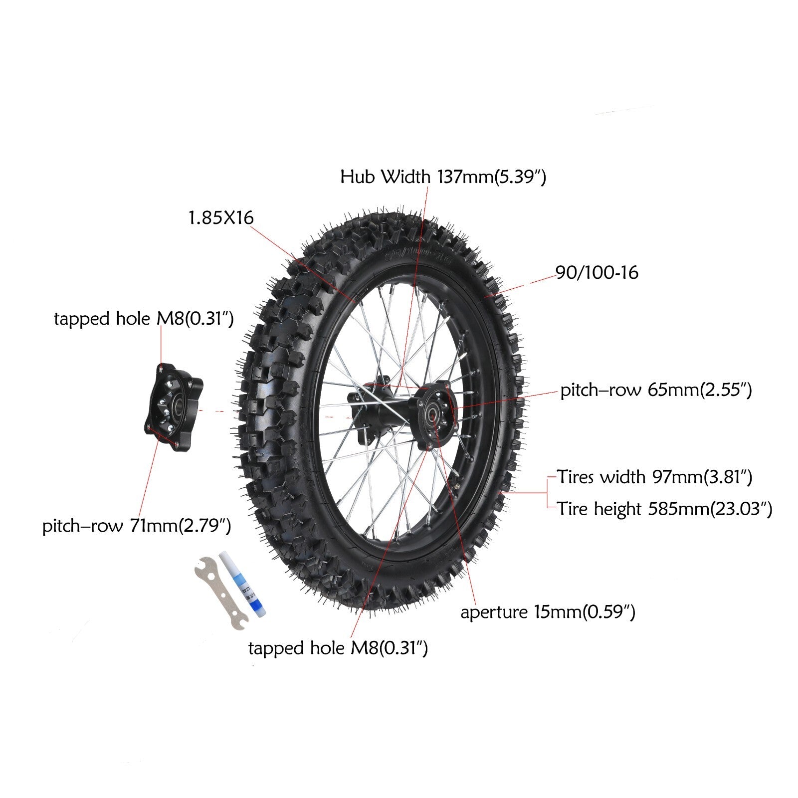 16-inch rear wheel swingarm kit, 90/100-16 tires and rims, Fo Dirt Pit bicycle, Taodao 125 150cc