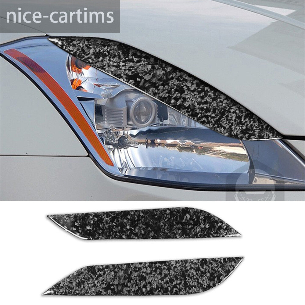 for Nissan 350Z 2006-09 Front Headlight Eyelids Eyebrow Trim Forged Carbon Fiber
