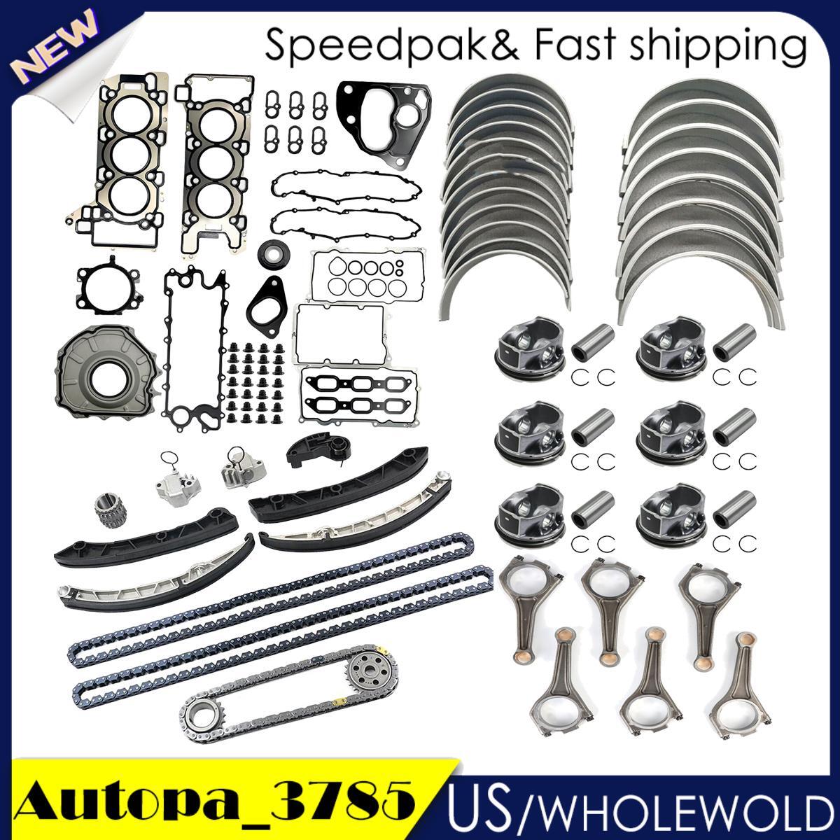 AJ126 Engine Rebuild Overhaul Kit - Timing Chain Kit Connecting Rod for Jaguar